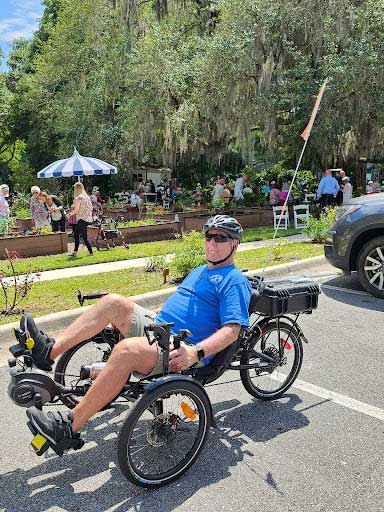 senior man on a recumbent bike
