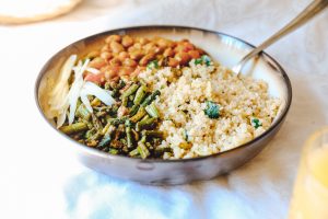 quinoa salad with roasted greens and beans for a heart-healthy lunch